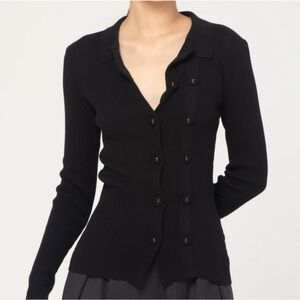 Christopher Esber Black Double Button Ribbed Cardigan Top Size Small Designer